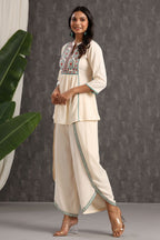 Juniper Womens Ivory Rayon Embroidered Peplum Clothing Set - Distacart