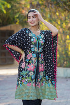 Juniper Womens Black Rayon Multi Color Floral Printed Kaftan - Distacart