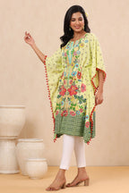 Juniper Womens Lime Yellow Rayon Multi Color Floral Printed Kaftan - Distacart