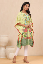 Juniper Womens Lime Yellow Rayon Multi Color Floral Printed Kaftan - Distacart