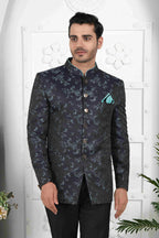 Raivat Ethnic Jacquard Silk Thread Work Jodhpuri In Black Colour