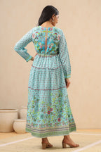 Juniper Womens Skyblue Rayon Floral Printed Tiered Dress - Distacart