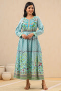Juniper Womens Skyblue Rayon Floral Printed Tiered Dress - Distacart