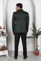 Raivat Ethnic Jacquard Silk Thread Work Jodhpuri In Dark Green Colour