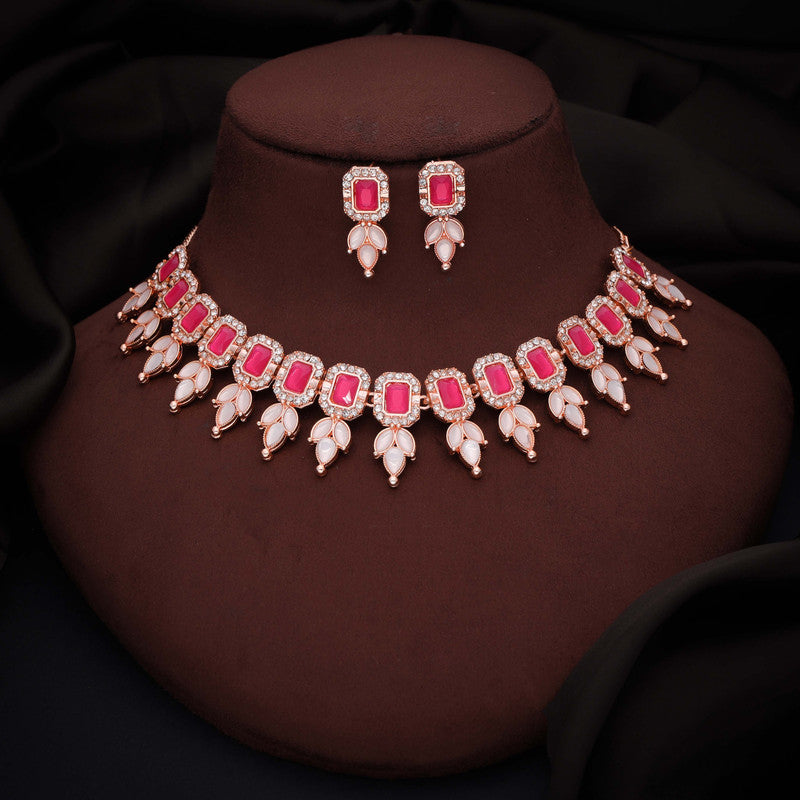 Tehzeeb Creationss Pink Colour Choker With Stud