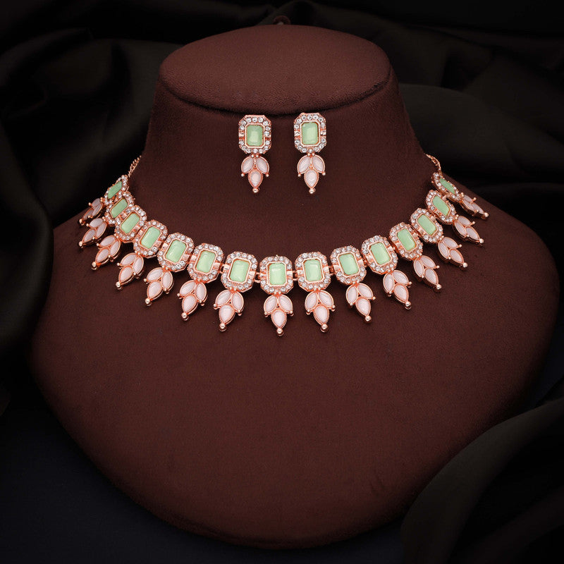 Tehzeeb Creationss Sea Green Colour Choker With Stud