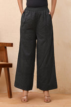Vaasva Women Black Kantha Flared Pants