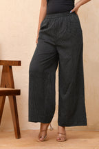 Vaasva Women Black Kantha Flared Pants