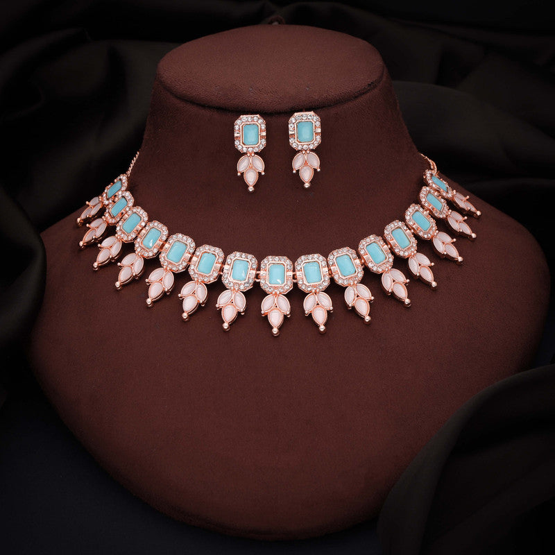 Tehzeeb Creationss Sky Blue Colour Choker With Stud