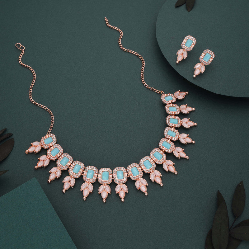 Tehzeeb Creationss Sky Blue Colour Choker With Stud