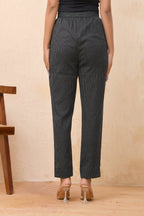 Vaasva Women Black Kantha Straight Fit Pants
