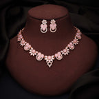 Tehzeeb Creations Gold Pleate Baby Pink Choker Necklace With Stud
