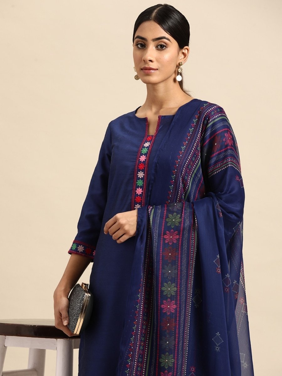 All About You Thread Work Kurta with Palazzos & Dupatta
