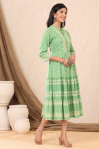 Juniper Green Viscose Rayon Dress - Distacart