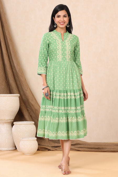 Juniper Green Viscose Rayon Dress