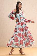 Juniper Women's Mint Chiffon Printed Flared Dress - Distacart