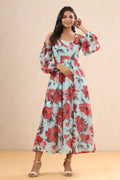 Juniper Women's Mint Chiffon Printed Flared Dress - Distacart