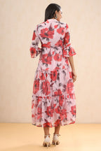 Juniper Womens Pink Chiffon Floral Printed Tiered Dress - Distacart