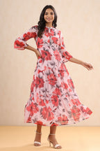 Juniper Womens Pink Chiffon Floral Printed Tiered Dress - Distacart
