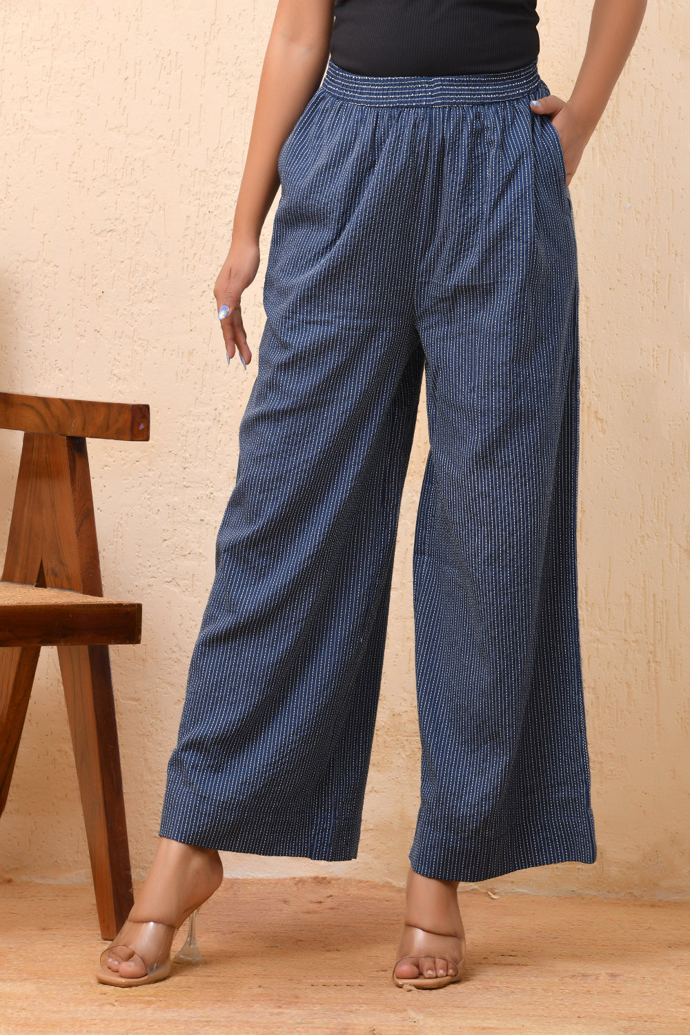 Vaasva Women Royal Blue Palazzo Pants