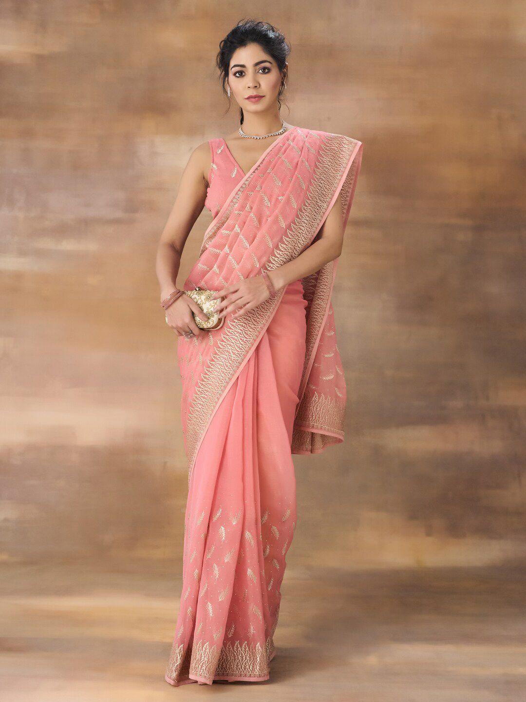 kasee Floral Embroidered Saree With Blouse Piece - Distacart