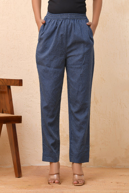 Vaasva Women Royal Blue Straight Pant