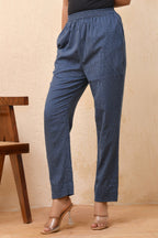 Vaasva Women Royal Blue Straight Pant