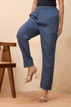 Vaasva Women Royal Blue Straight Pant