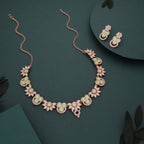 Tehzeeb Creations Gold Pleate Sea Green Choker Necklace With Stud