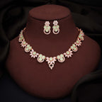 Tehzeeb Creations Gold Pleate Sea Green Choker Necklace With Stud