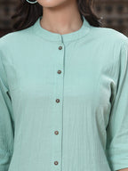 Juniper Women`s Green Cotton Flex Solid A-Line Kurta - Distacart