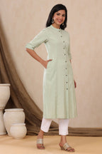Juniper Womens Mint Cotton Flex Solid A-Line Kurta - Distacart