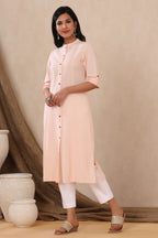 Juniper Womens Peach Cotton Flex Solid A-Line Kurta - Distacart