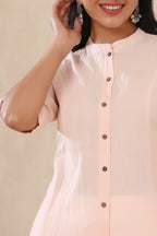 Juniper Womens Peach Cotton Flex Solid A-Line Kurta - Distacart