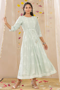 Juniper Womens Mint Rayon Gliter Printed Anarkali Dress - Distacart