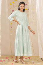 Juniper Womens Mint Rayon Gliter Printed Anarkali Dress - Distacart