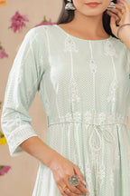 Juniper Womens Mint Rayon Gliter Printed Anarkali Dress - Distacart