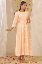 Juniper Womens Peach Rayon Gliter Printed Anarkali Dress - Distacart