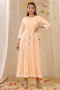Juniper Womens Peach Rayon Gliter Printed Anarkali Dress - Distacart