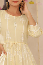 Juniper Womens Yellow Rayon Gliter Printed Anarkali Dress - Distacart
