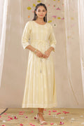 Juniper Womens Yellow Rayon Gliter Printed Anarkali Dress - Distacart