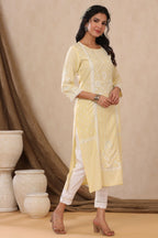 Juniper Womens Light Yellow Rayon Khari Printed Straight Kurta - Distacart