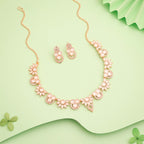 Tehzeeb Creations Gold Pleate White Choker Necklace With Stud