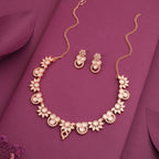 Tehzeeb Creations Gold Pleate White Choker Necklace With Stud