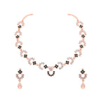 Tehzeeb Creations Gold-Polished Green Diamond Necklace With Earrings