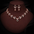 Tehzeeb Creations Gold-Polished Green Diamond Necklace With Earrings