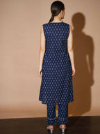 Myshka Women Blue Printed Kurta & Trousers - Distacart