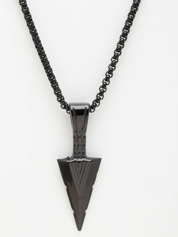 NVR Men's Black Arrow Shaped Rhodium Plated Pendant with Chain - Distacart