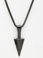 NVR Men's Black Arrow Shaped Rhodium Plated Pendant with Chain - Distacart