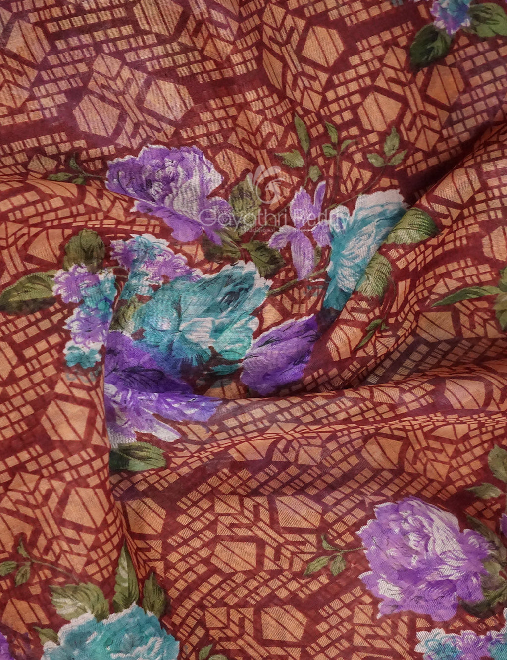 Shades of Maroon Colour Floral Design Semi Chanderi Saree By Gayathri Reddy Designer Studio